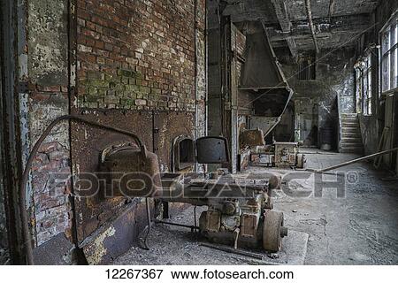 Stock Photo - Inside the old abandoned herring factory; Djupavik, Iceland. Fotosearch
