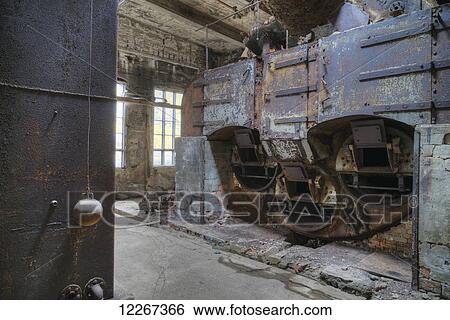 Stock Photograph - Inside the old abandoned herring factory; Djupavik, Iceland. Fotosearch