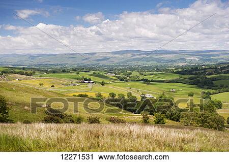 Looking over the Upper Eden valley from Wild Boar Fell, towards the Pennine Fells, near Kirkby Stephen; Cumbria, England View Large Photo Image Stock Image - Looking over the Upper Eden valley from Wild Boar Fell, towards the Pennine Fells, near Kirkby Stephen; Cumbria, England. Fotosearch