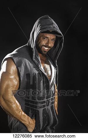 Stock Photography - Male body builder; Kailua, Hawaii, United States of America. Fotosearch