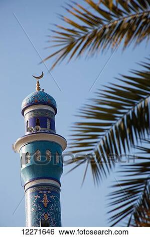 Stock Photograph - Minaret, Lawati mosque; Mutrah, Muscat, Oman. Fotosearch