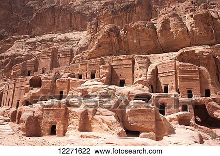 Nabataean and Roman tombs; Petra, Jordan View Large Photo Image Stock Image - Nabataean and Roman tombs; Petra, Jordan. Fotosearch