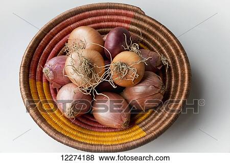 Organic onions and shallots in a Rwandan basket; Rwanda View Large Photo Image Stock Photo - Organic onions and shallots in a Rwandan basket; Rwanda. Fotosearch