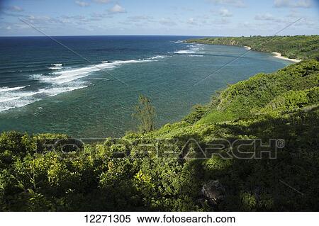 Stock Photography - Overlooking Pilaa Beach, Northeast shore; Kauai, Hawaii, United States of America. Fotosearch