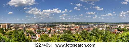 Panoramic view of downtown Dubuque and the Mississippi River from the Fenelon Place Elevator; Dubuque, Iowa, United States of America View Large Photo Image Stock Image - Panoramic view of downtown Dubuque and the Mississippi River from the Fenelon Place Elevator; Dubuque, Iowa, United States of America. Fotosearch