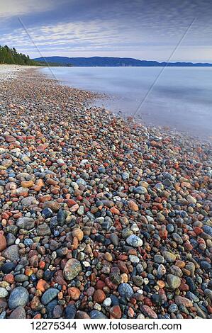 Picture - Pebble beach on Lake Superior at Agawa Bay, Lake Superior Provincial Park; Ontario, Canada. Fotosearch