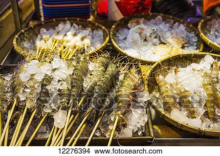 Prawns for sale at the night market; Hualien, Taiwan View Large Photo Image Picture - Prawns for sale at the night market; Hualien, Taiwan. Fotosearch