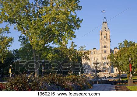 Stock Photograph - Quebec Parliament Buildings And Tourny Fountain; Quebec, Quebec City, Canada. Fotosearch