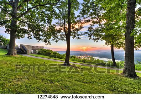 Sidewalk leading to the viewing platform overlooking the Mississippi River at Pikes Peak State Park, near McGregor; Iowa, United States of America View Large Photo Image Stock Photo - Sidewalk leading to the viewing platform overlooking the Mississippi River at Pikes Peak State Park, near McGregor; Iowa, United States of America. Fotosearch