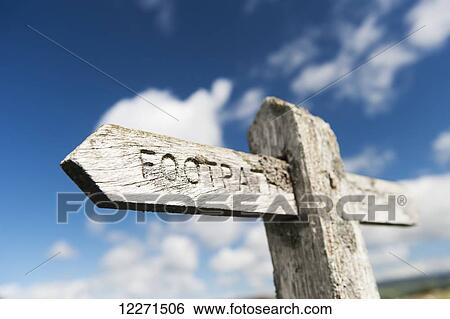 Stock Photograph - Sign post on public footpath near Hawes; North Yorkshire, England. Fotosearch