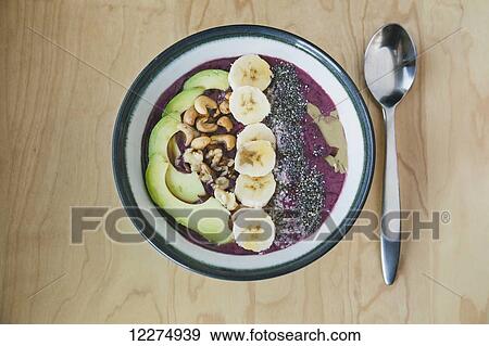Stock Photo - Smoothie bowl; Calgary, Alberta, Canada. Fotosearch