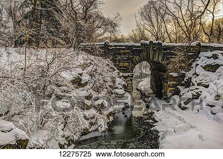 Snow-covered Glen Span Arch, Central Park; New York City, New York, United States of America View Large Photo Image Stock Photography - Snow-covered Glen Span Arch, Central Park; New York City, New York, United States of America. Fotosearch