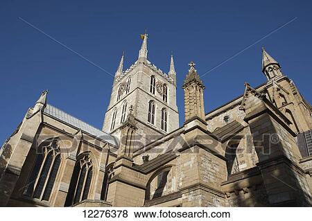 Stock Photo - Southward Cathedral on the South Bank of the River Thames; London, England. Fotosearch