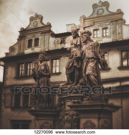 Statues along the Karl Bridge; Prague, Czech Republic View Large Photo Image Stock Photograph - Statues along the Karl Bridge; Prague, Czech Republic. Fotosearch