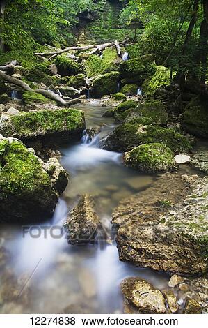 Stock Photo - Stream flowing through Mossy Glen State Preserve, near Edgewood; Iowa, United States of America. Fotosearch