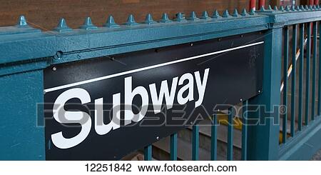 Stock Image - Subway sign; New York City, New York, United States of America. Fotosearch