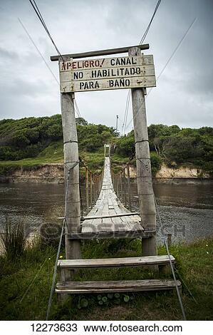 Stock Image - Suspension bridge; Punta del Diablo, Uruguay. Fotosearch