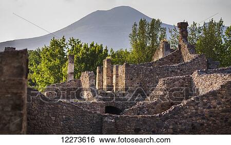 Temple ruins with Mount Vesuvius; Pompeii, Italy View Large Photo Image Stock Photograph - Temple ruins with Mount Vesuvius; Pompeii, Italy. Fotosearch
