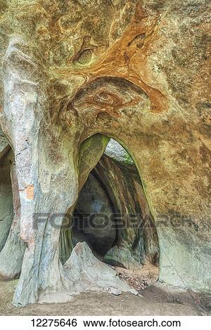 Stock Photograph - The caverns and carved walls of the Cuidad de Itas, or City of Rocks in Toro Toro National Park; Bolivia. Fotosearch