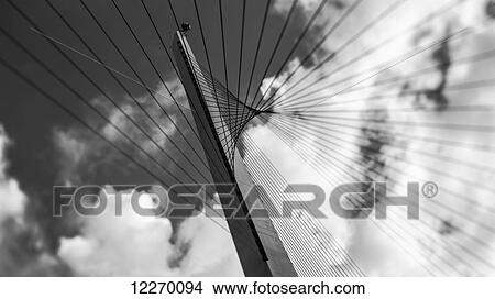 Picture - The Chords of Jerusalem Bridge in the late afternoon; Jerusalem, Israel. Fotosearch
