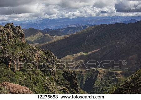 Stock Image - The colourful mountainous landscape of Toro Toro National Park; Bolivia. Fotosearch