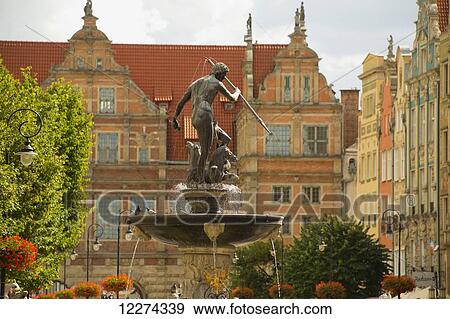 The Neptune Fountain in Old Town; Gdansk, Poland View Large Photo Image Stock Photo - The Neptune Fountain in Old Town; Gdansk, Poland. Fotosearch