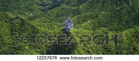 Stock Photograph - The peak at the centre of Raratonga; Rarotonga, Cook Islands. Fotosearch