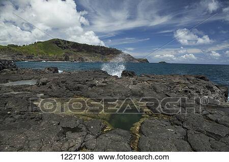 Stock Photo - Tidepools at Makolea Point, Kilauea Point from Makolea; Kauai, Hawaii, United States of America. Fotosearch