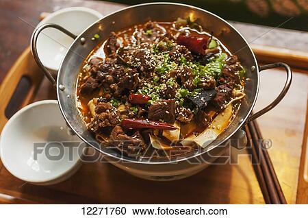 Stock Image - Typical Chinese braised beef; Wuhan, Hubei province, China. Fotosearch