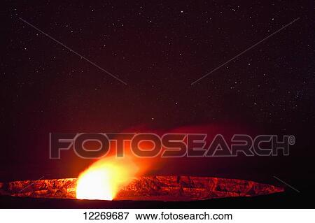 Vivid glow illuminates the Halemaumau Crater of Kilauea Caldera, Hawaii Volcanoes National Park; Island of Hawaii, Hawaii, United States of America View Large Photo Image Stock Photo - Vivid glow illuminates the Halemaumau Crater of Kilauea Caldera, Hawaii Volcanoes National Park; Island of Hawaii, Hawaii, United States of America. Fotosearch