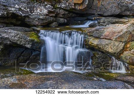 Stock Image - Waterfall over rocks; Fernie, British Columbia, Canada. Fotosearch
