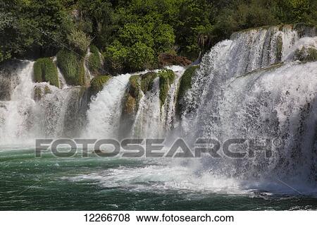 Waterfalls in Krka National Park; Sibenik, Dalmatia, Croatia View Large Photo Image Stock Photo - Waterfalls in Krka National Park; Sibenik, Dalmatia, Croatia. Fotosearch