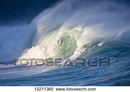Waves breaking at Waimea Bay on the North shore of Oahu; Oahu, Hawaii, United States of America View Large Photo Image Stock Image - Waves breaking at Waimea Bay on the North shore of Oahu; Oahu, Hawaii, United States of America. Fotosearch