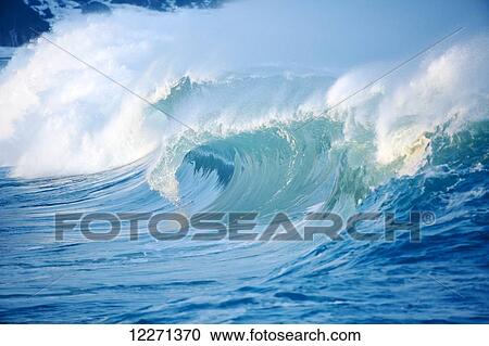 Waves breaking at Waimea Bay on the North shore of Oahu; Oahu, Hawaii, United States of America View Large Photo Image Stock Image - Waves breaking at Waimea Bay on the North shore of Oahu; Oahu, Hawaii, United States of America. Fotosearch
