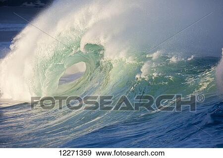 Waves breaking at Waimea Bay on the North shore of Oahu; Oahu, Hawaii, United States of America View Large Photo Image Stock Photo - Waves breaking at Waimea Bay on the North shore of Oahu; Oahu, Hawaii, United States of America. Fotosearch