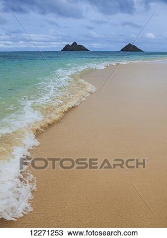 Waves on the shore at Lanikai beach; Kailua, Island of Hawaii Hawaii, United States of America View Large Photo Image Stock Image - Waves on the shore at Lanikai beach; Kailua, Island of Hawaii Hawaii, United States of America. Fotosearch