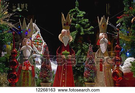 Stock Image - Wisemen as Christmas decorations; Knowlton, Quebec, Canada. Fotosearch