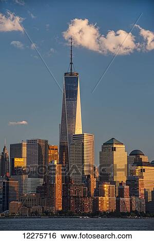 World Trade Center and Lower Manhattan at sunset; New York City, New York, United States of America View Large Photo Image Stock Photograph - World Trade Center and Lower Manhattan at sunset; New York City, New York, United States of America. Fotosearch