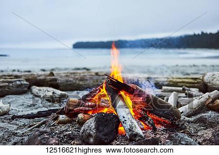 A fire on the beach with the ocean and coastline in the background, Cape Scott Provincial Park; British Columbia, Canada View Large Photo Image Stock Photograph - A fire on the beach with the ocean and coastline in the background, Cape Scott Provincial Park; British Columbia, Canada. Fotosearch