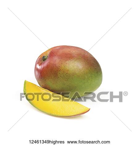 A fresh mango and a slice against a white background View Large Photo Image Stock Photograph - A fresh mango and a slice against a white background. Fotosearch