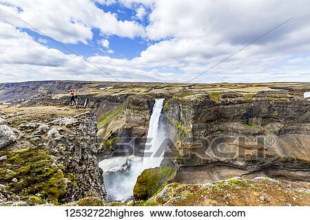 A gorgeous high angle landscape viewpoint overlooking the Haifoss waterfall valley, a popular hiking destination for travellers in Iceland; Iceland View Large Photo Image Stock Photograph - A gorgeous high angle landscape viewpoint overlooking the Haifoss waterfall valley, a popular hiking destination for travellers in Iceland; Iceland. Fotosearch