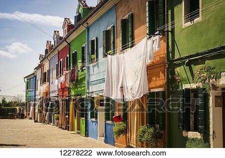 A row of colourful terraced houses; Burano, Italy View Large Photo Image Stock Image - A row of colourful terraced houses; Burano, Italy. Fotosearch