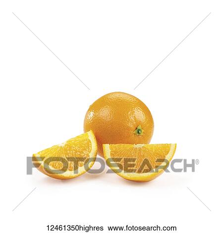 A whole orange and two slices against a white background View Large Photo Image Stock Photograph - A whole orange and two slices against a white background. Fotosearch