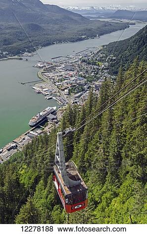 Aerial view from the Mt. Roberts Tramway of Gastineau channel, Douglas Island, and Juneau with Holland America cruise ship visible, Southeast Alaska View Large Photo Image Stock Photo - Aerial view from the Mt. Roberts Tramway of Gastineau channel, Douglas Island, and Juneau with Holland America cruise ship visible, Southeast Alaska. Fotosearch