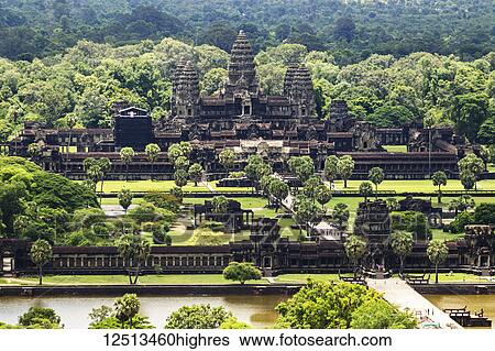 Aerial view of Angkor Wat, as seen from a hot air balloon; Siem Reap, Cambodia View Large Photo Image Stock Photograph - Aerial view of Angkor Wat, as seen from a hot air balloon; Siem Reap, Cambodia. Fotosearch