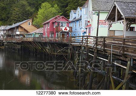 Alaska, Inside Passage, Southeast Alaska, Ketchikan, Creek Street View Large Photo Image Stock Image - Alaska, Inside Passage, Southeast Alaska, Ketchikan, Creek Street. Fotosearch