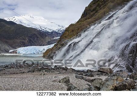 Alaska, Juneau, Nugget Falls At Mendenhall Glacier, Southeast Alaska, Summer View Large Photo Image Stock Image - Alaska, Juneau, Nugget Falls At Mendenhall Glacier, Southeast Alaska, Summer. Fotosearch