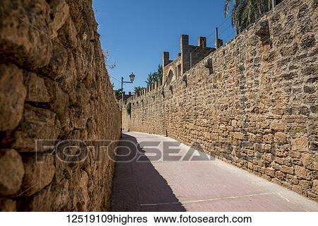 Stock Photograph - Alcudia's Roman wall; Alcudia, Mallorca, Balearic Islands, Spain. Fotosearch