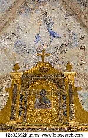 Altar with original frescoes, former Convent San Miguel Archangel, founded 1541 AD, Route of the Convents; Mani, Yucatan, Mexico View Large Photo Image Stock Photograph - Altar with original frescoes, former Convent San Miguel Archangel, founded 1541 AD, Route of the Convents; Mani, Yucatan, Mexico. Fotosearch