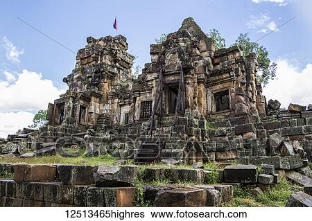 Stock Photograph - Ancient Angkorian temple at Wat Ek Phnom; Battambang, Cambodia. Fotosearch